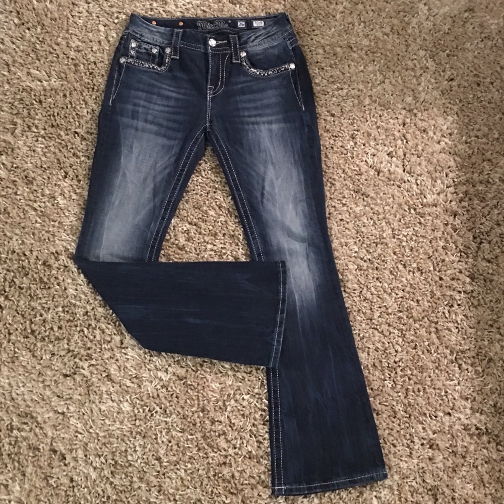 Sale !! MISS ME Mid Rise Boot Cut Embellished Flap Pockets